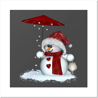 Little Snowman in red Posters and Art